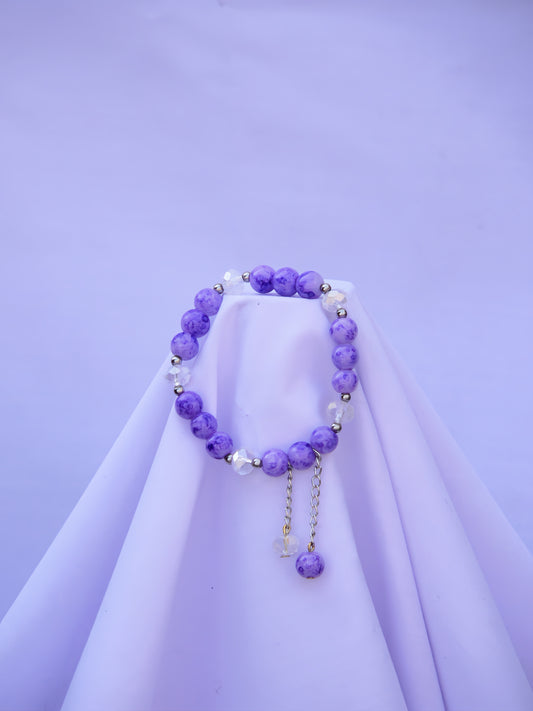 Purple Diamond-Cut Chain Bracelet