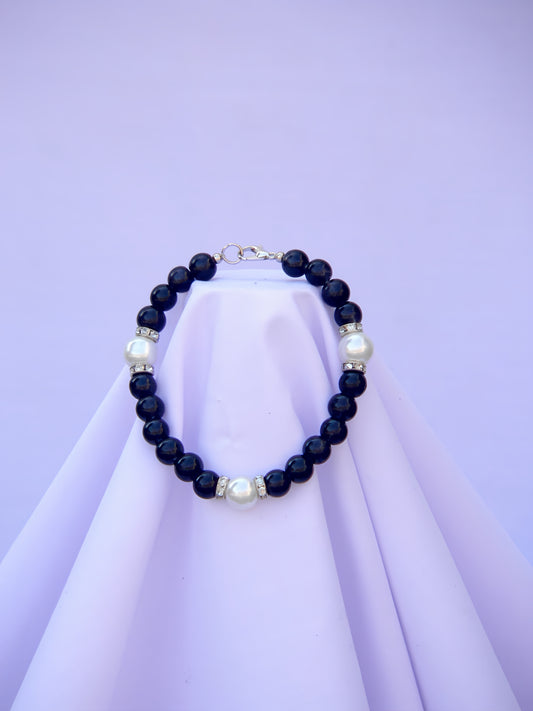 Midnight Pearl Charm Bracelet